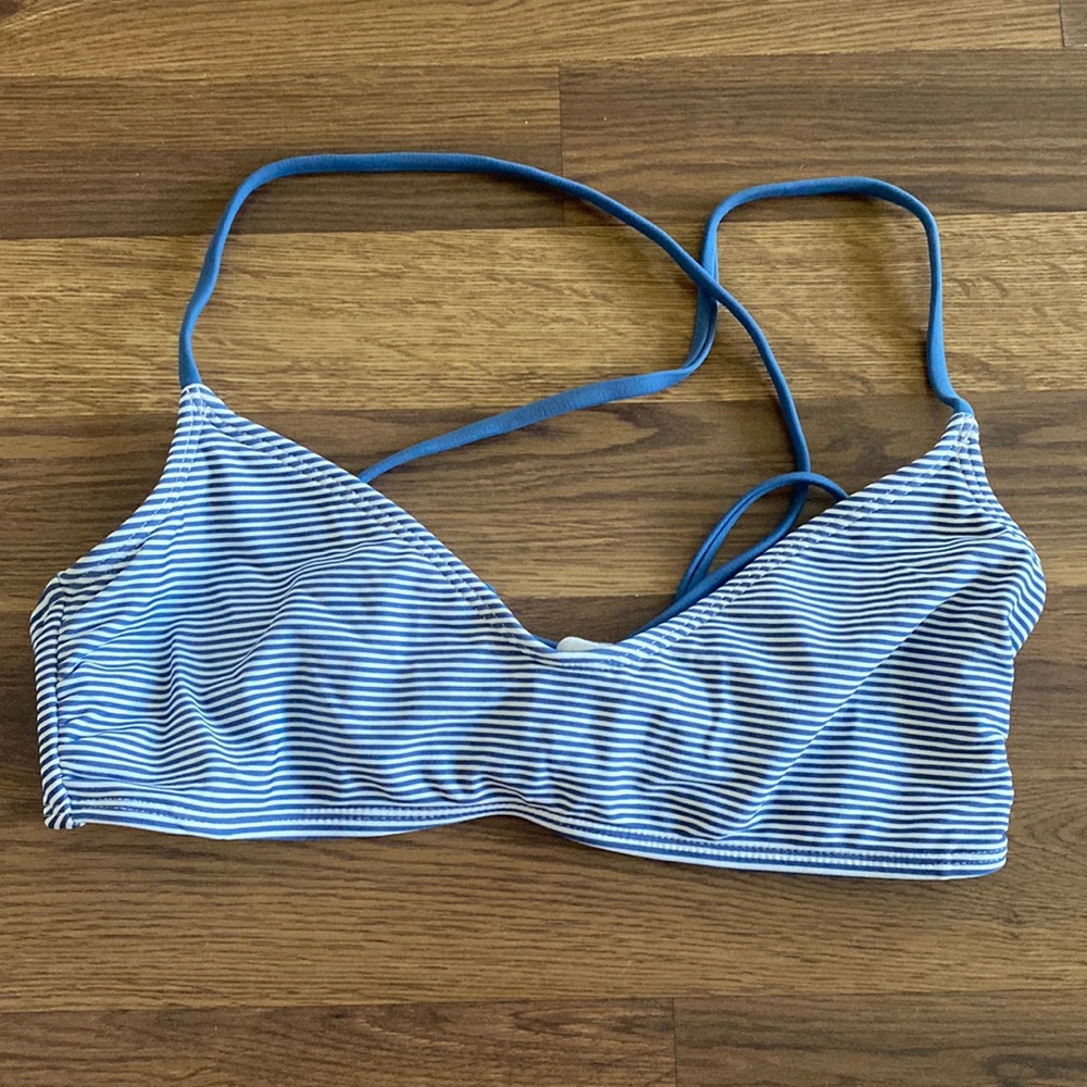 Blue and White Stripe Bikini Top